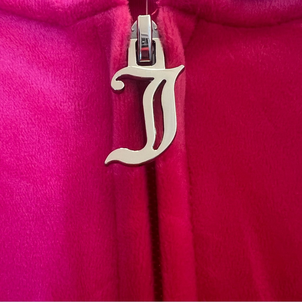 Juicy‎ Couture Velour Zip Hoodie Pink Rhinestone Logo NWT Size M - Picture 6 of 10